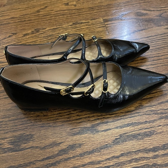 Sam Edelman Black Patent Leather Pointy Ballet Flats - Picture 1 of 2